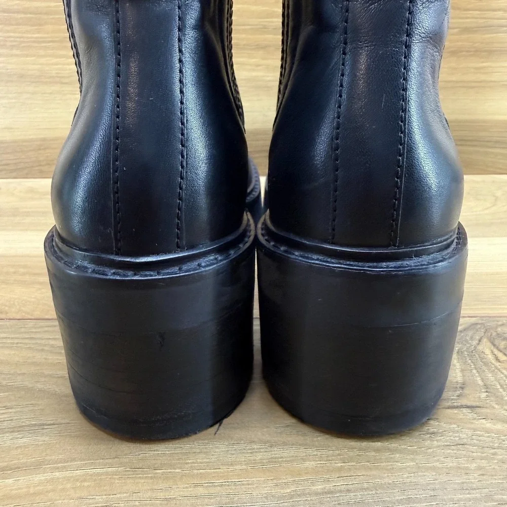 Madewell Gwenda Platform Chelsea Boots Womens 9 Black Leather Chunky Lug Sole